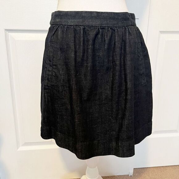 J. Crew Dark Wash Denim A-Line Mini Skirt With Pockets Size 4 - Picture 1 of 4
